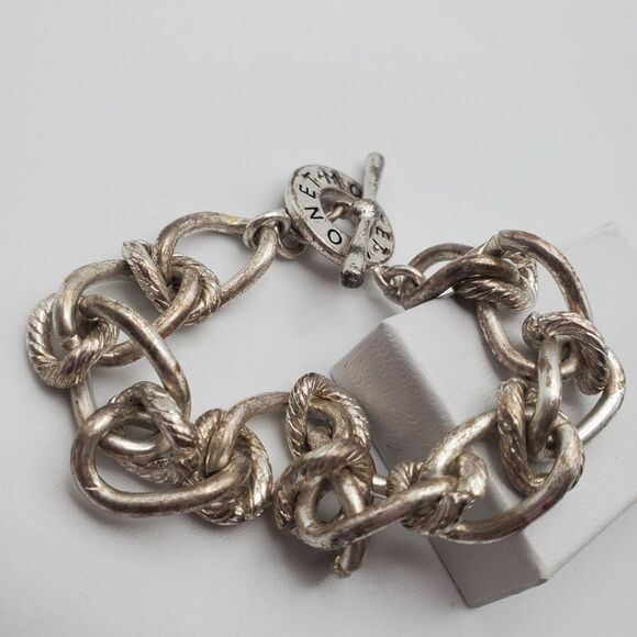 Monet chain silver bracelet with toggle closure - Picture 2 of 3